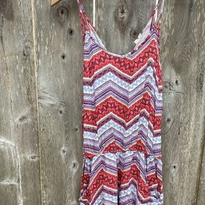 Pink and blue patterned romper, Size M